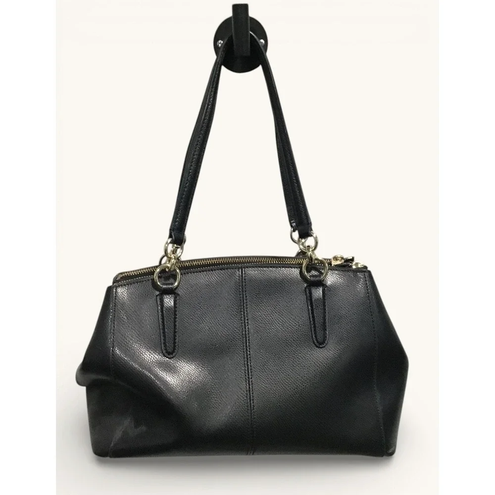 Coach Large Christie Carryall Black Crossgrain Leather Satchel Shoulder Bag Gold